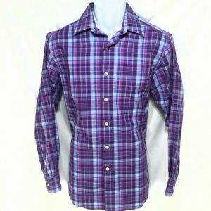 Claiborne Men 15 32/33 LS Button Front Plaid Shirt